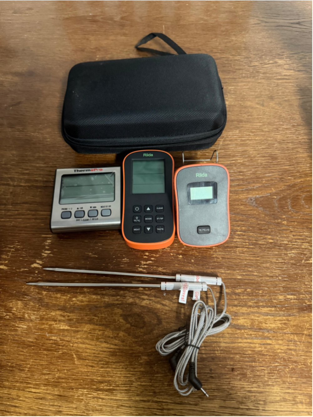 Riida TM08 Wireless Meat Thermometer Dual Probe + ThermoPro Receiver Case Tested